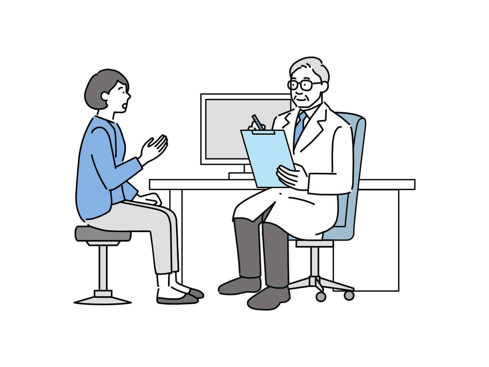 医者との話しているイラスト
